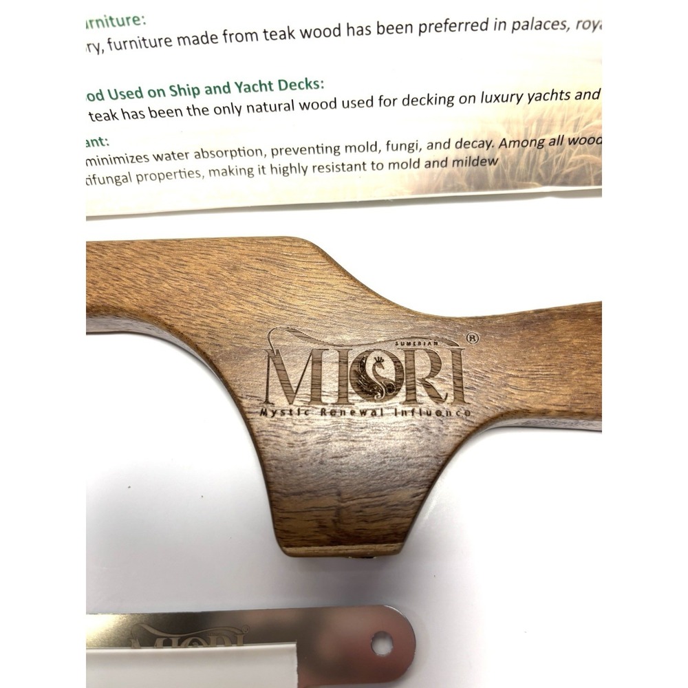 MIORI Bread Knife Teak Wood Handle Serrated Cutter w/ 2 Extra Blades 16" New - Picture 3 of 6